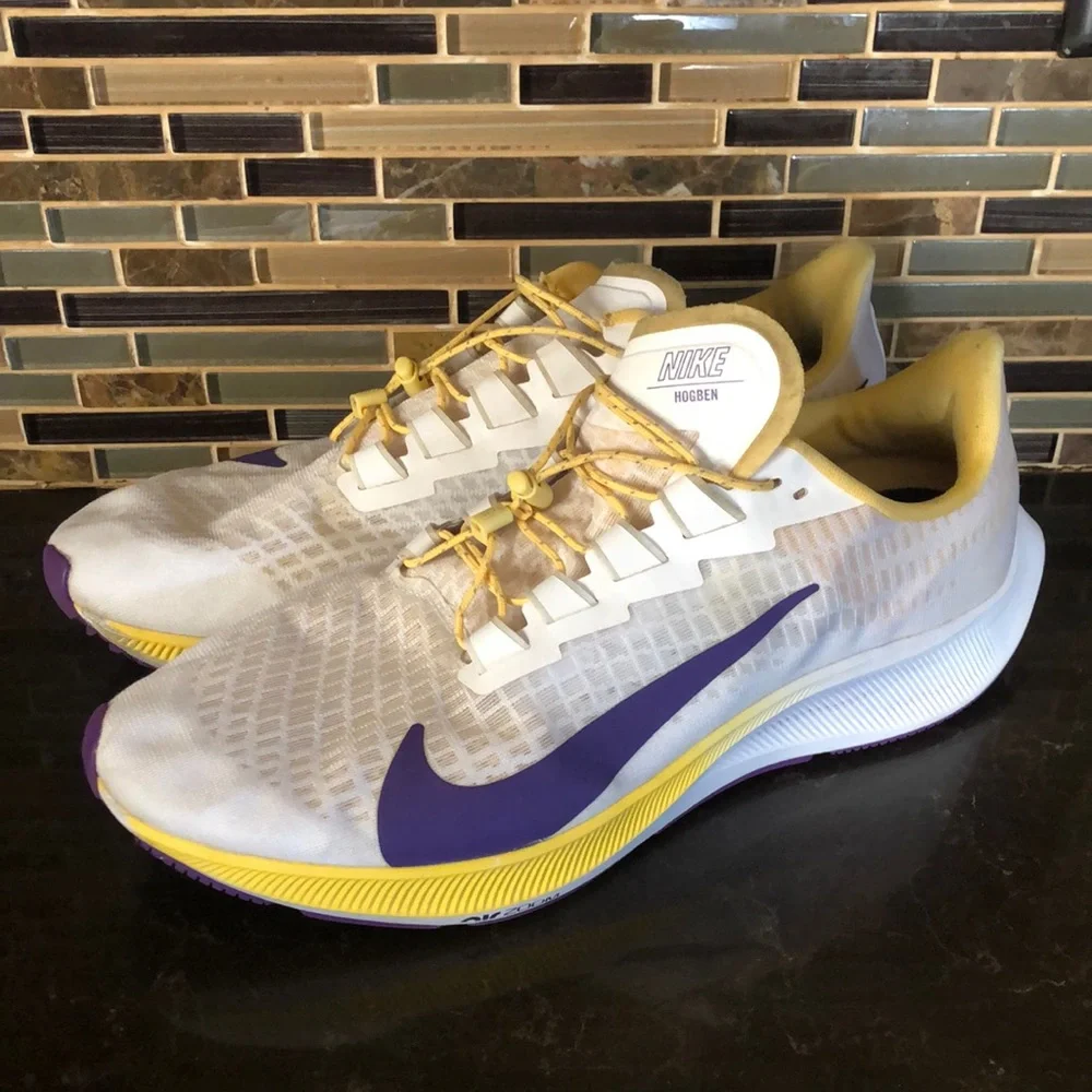 Rare Nike Running Hogben Air Zoom sneakers size 12 Lakers Colors yellow & purple